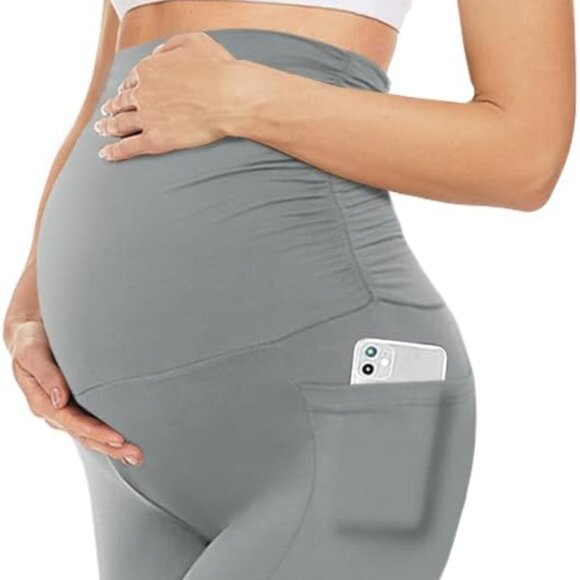 Yolix Pants - Maternity Leggings Over The Belly with Pockets,  Workout Pregnancy yoga pants